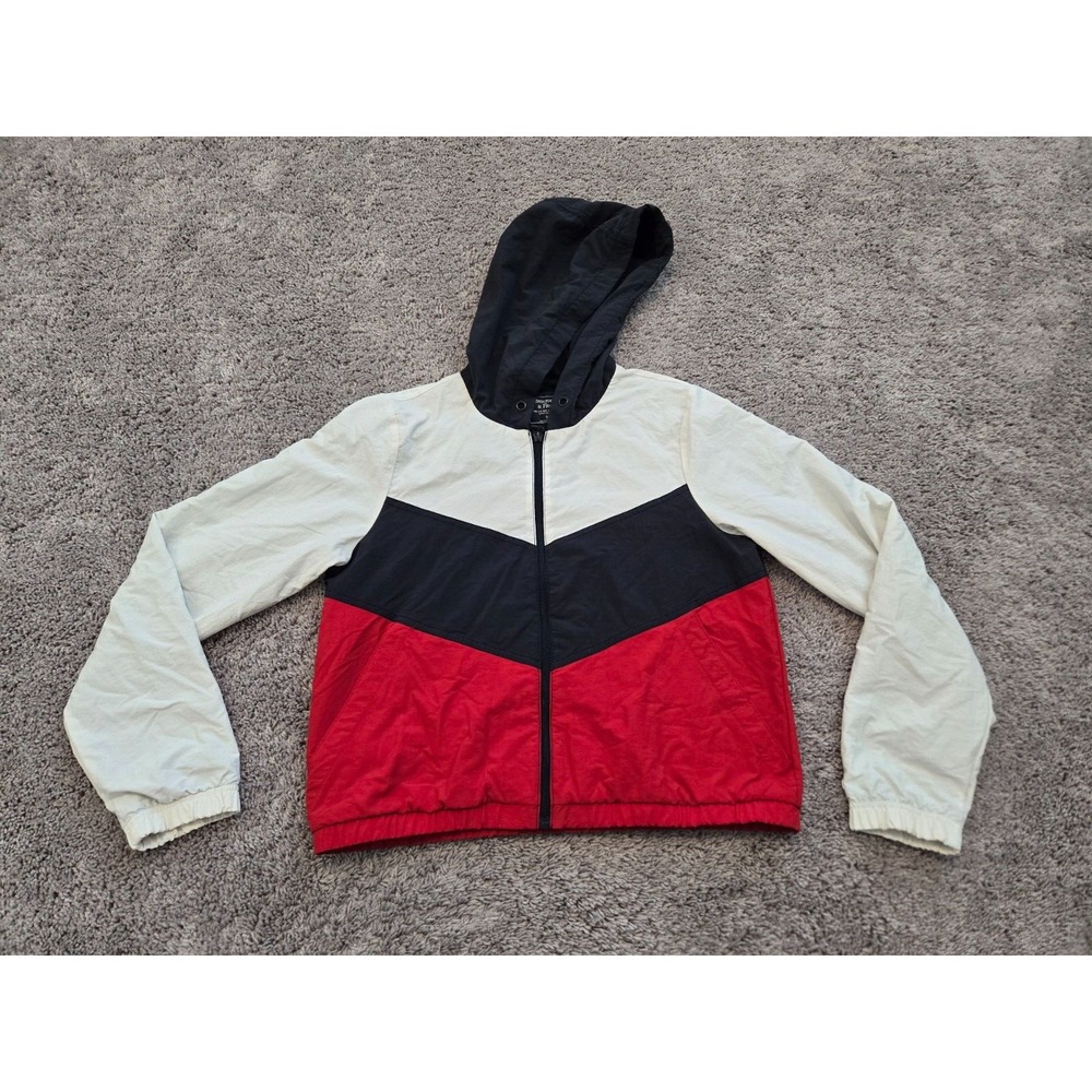 Abercrombie & Fitch Jacket Womens Small Colorblock Hooded Full Zip‎ Windbreaker
